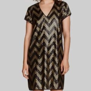 H&M Sequined Patterned Black/Gold Dress